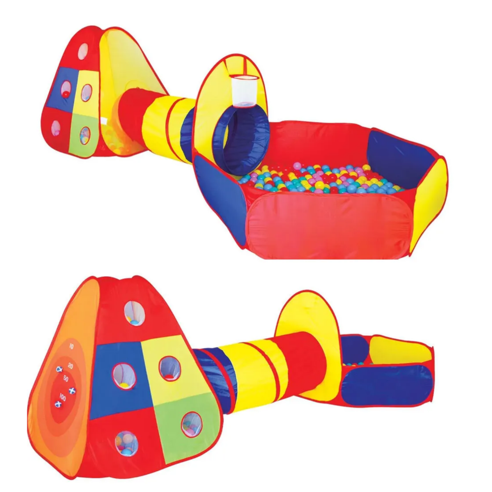 Παιδική Σκηνή - Παιδότοπος με Τούνελ Game Tent Set 3 σε 1 με 100 Μπαλάκια 8188B100