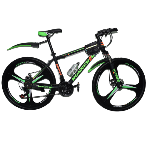 Ποδήλατο Mountain Hardtail 26″ Runner Mag Wheels  ( Με Αξεσουάρ ) Μαύρο - Πράσινο GC-2021