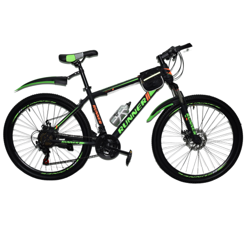 Ποδήλατο Mountain Hardtail 26″ Runner ( Με Αξεσουάρ ) Μαύρο - Πράσινο RN-805