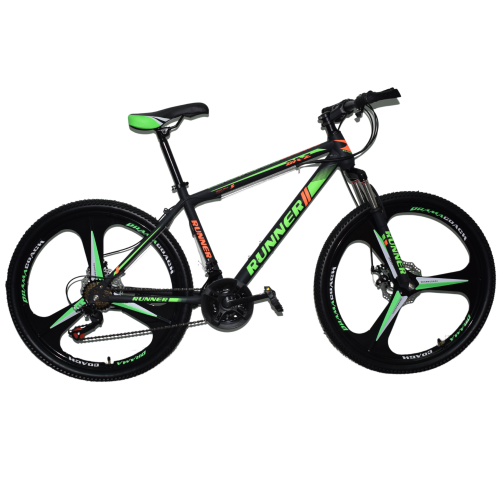 Ποδήλατο Mountain Hardtail 26″ Runner Mag Wheels Μαύρο - Πράσινο ABC-21
