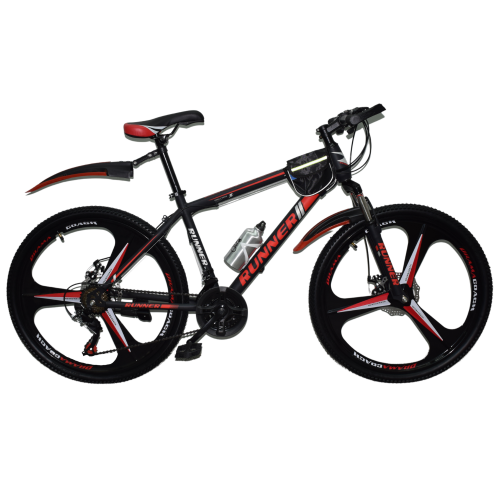 Ποδήλατο Mountain Hardtail 26″ Runner Mag Wheels ( Με Αξεσουάρ ) Μαύρο - Κόκκινο RN-905-MGW