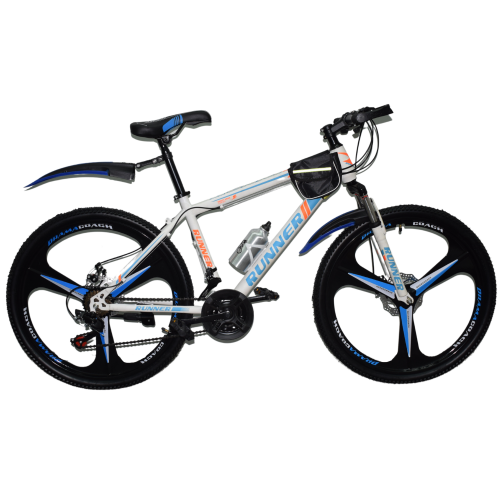 Ποδήλατο Mountain Hardtail 26″ Runner Mag Wheels ( Με Αξεσουάρ ) Λευκό - Μπλε GD-2020