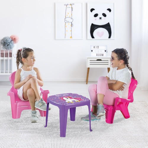 Παιδικό Τραπέζι  Unicorn με δύο καρέκλες με πλάτη Dolu D2503